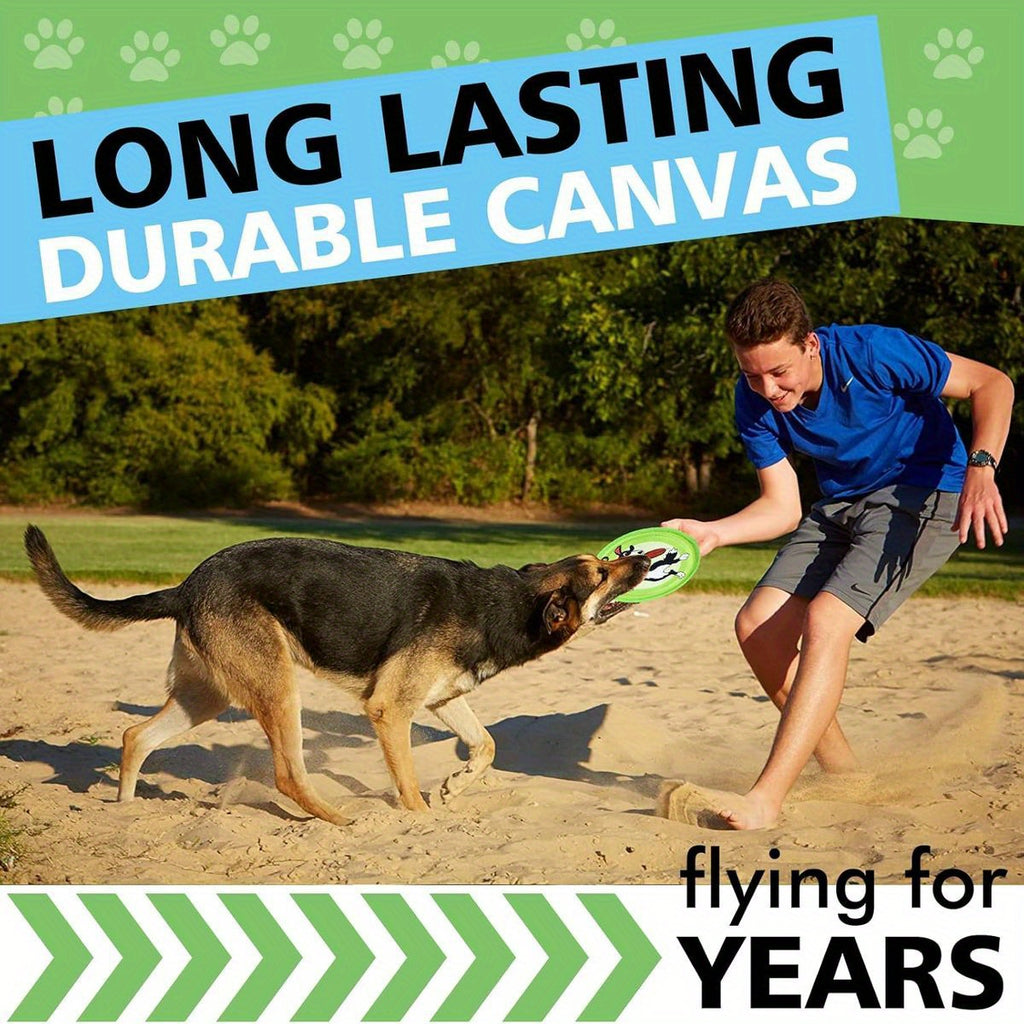 3 Pack Indestructible Dog Flying Discs - Durable Glass-like Material Nylon Webbing