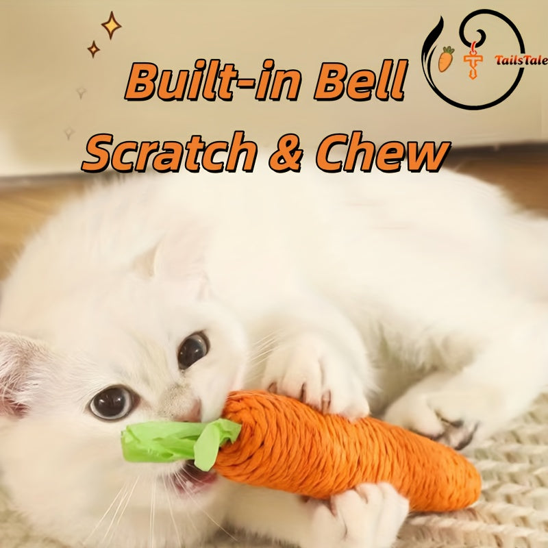 2pcs Set: Squeaking Sisal Ball and Chewable Carrot Cat Teaser Toys