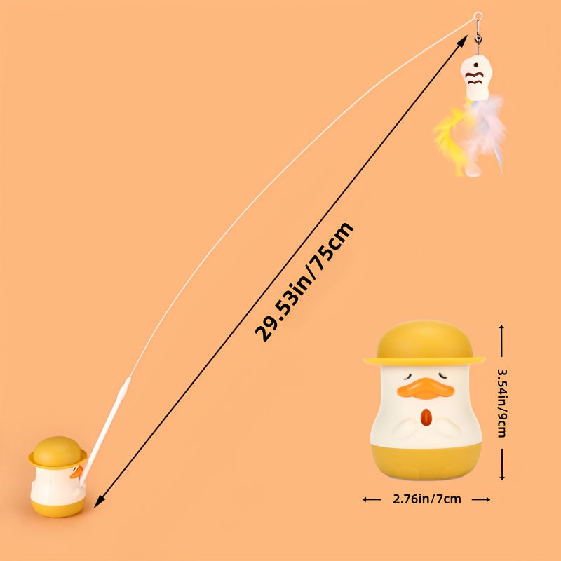 1\u002F2pcs Small Yellow DuckCat Feather Lure Bell Toy, Super Adhesive Rotatable Base